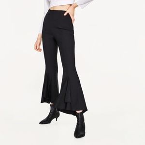 NWT ZARA FRILLY CREPE TROUSERS